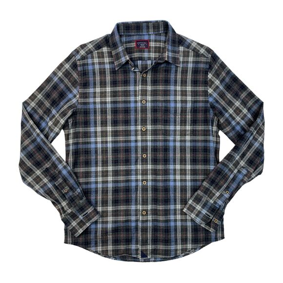 Untuckit Slim Fit Shirt Mens M Medium Gray Plaid Long Sleeve Button Down Cotton - Picture 1 of 11